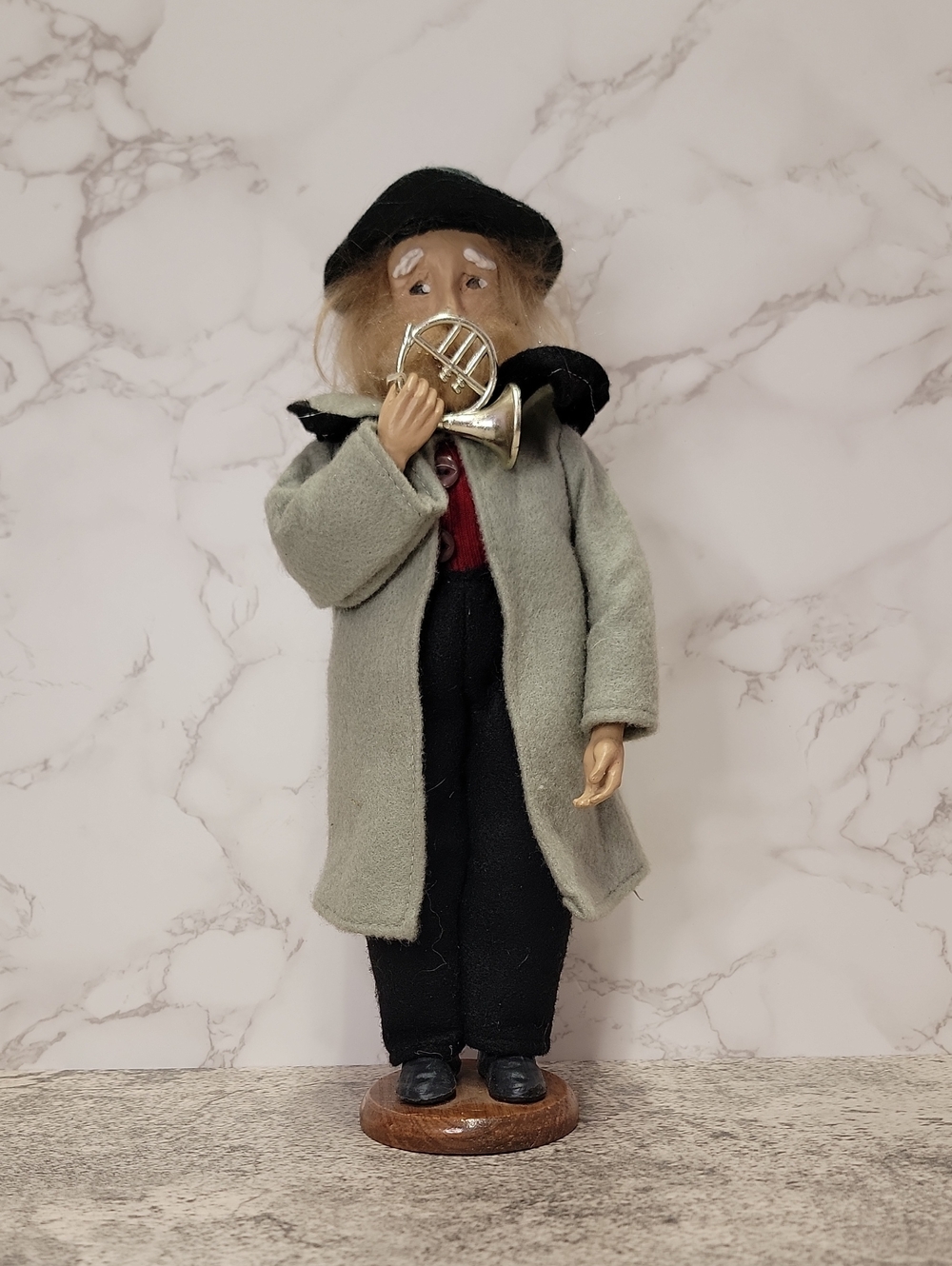 Vintage Holiday Musician Figurine with French Horn